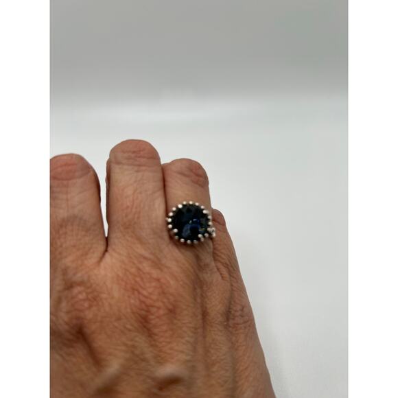 Vintage Sterling Pandora Ring with Blue Stone Size 6 - Picture 12 of 12